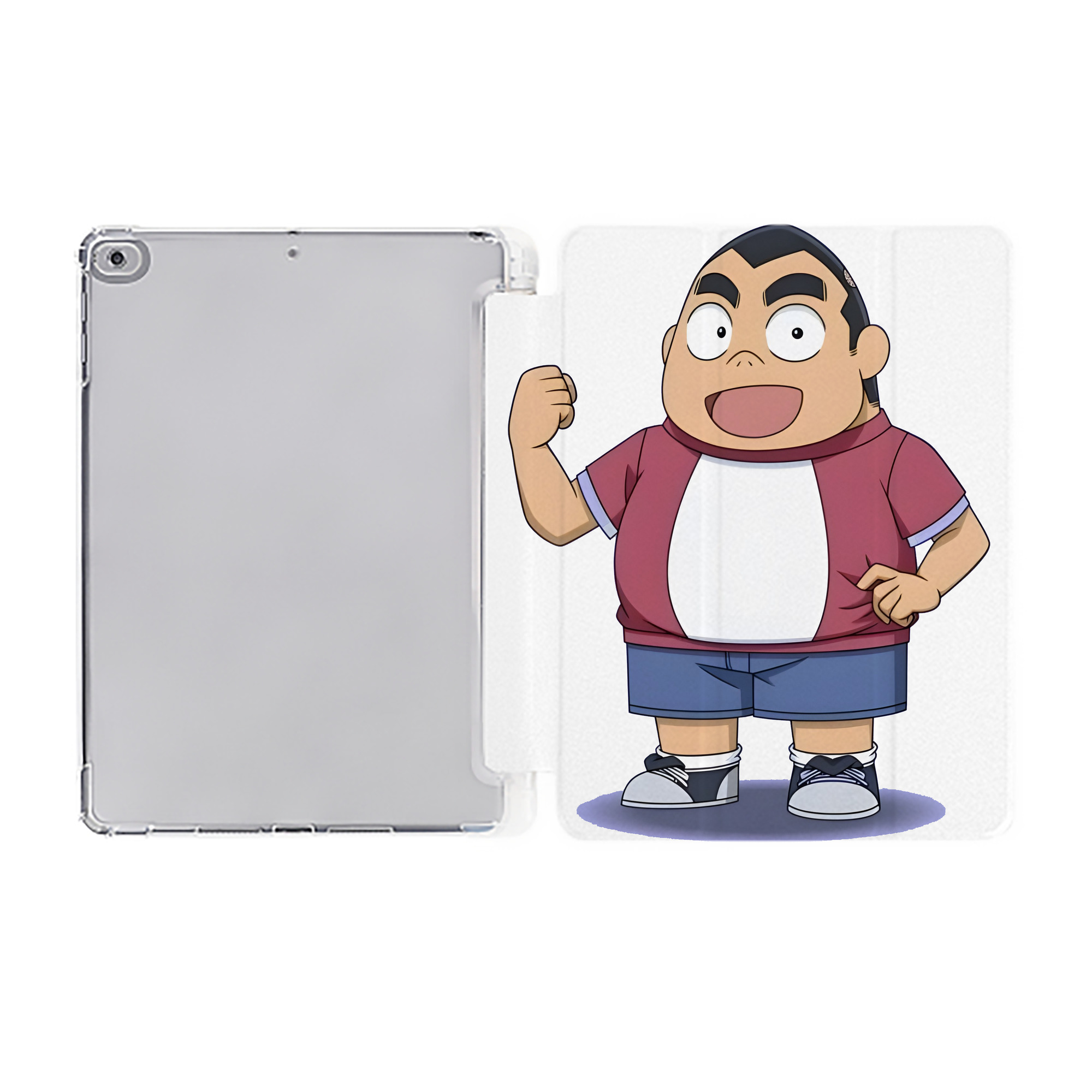 （画像用） 名探偵コナン 小嶋 元太 こじま げんた Detective Conan Kojima Genta IPad ケース ペン収納付き 三つ折りスタンド PUレザー×シリコン 対応機種9.5/10.5/10.9インチ